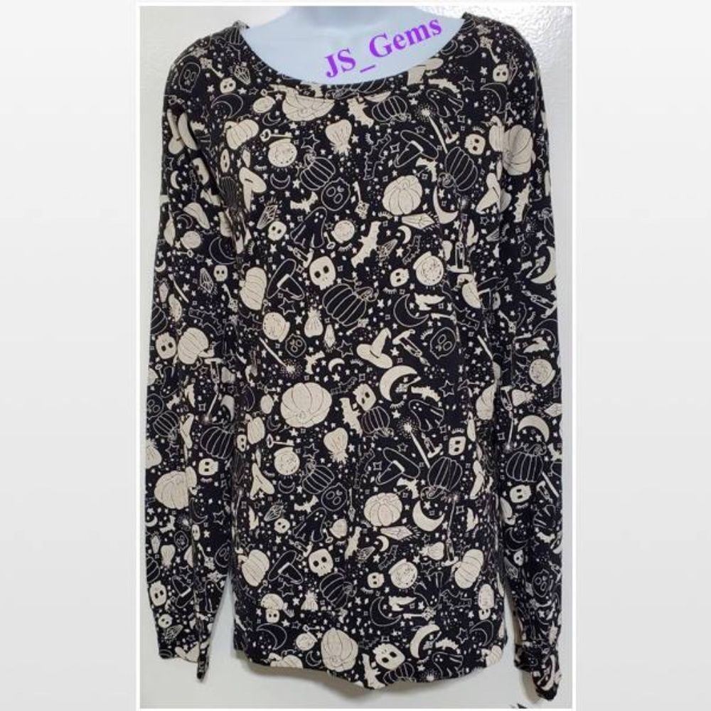 New Halloween Black & White Hi Low Long Sleeve Women Top